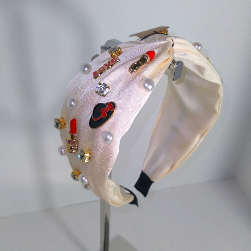Embellished Lover Of Shoes & Fashion Cream Headband